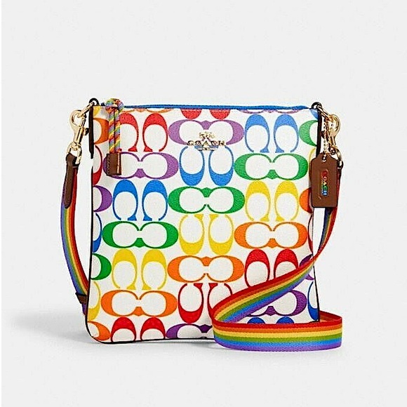Coach Handbags - Coach PRIDE Jes Slim Crossbody Bag White with Rainbow Signature Logo